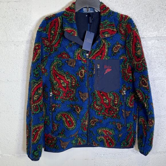 Polo Ralph Lauren Men's Paisley Pile Fleece Jacket navy small $398 - Picture 1 of 10